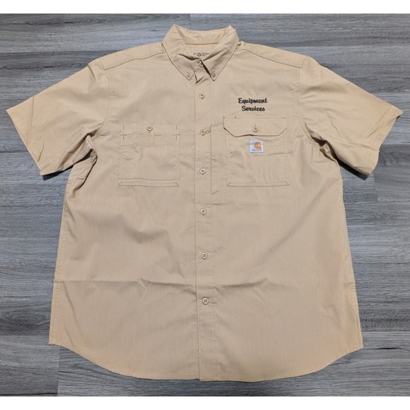 Carhartt Other - Carhartt Force Men's‎ Brown Relaxed Fit Button Up Short Sleeve Shirt Size XL